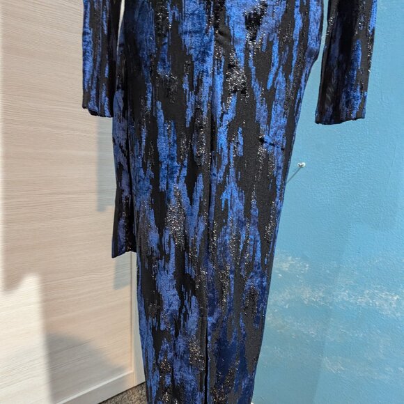 Dennis Basso Long Sleeve Royal Blue and Black Dress, Size 8. - Picture 8 of 12